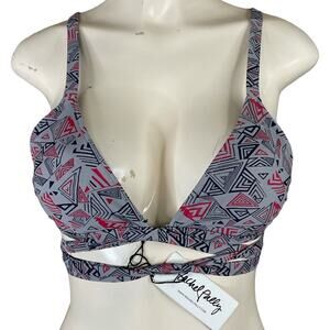 Rachel Pally Antigua Bikini Top Wrap Around Tie Cement Maze Size Large NWT